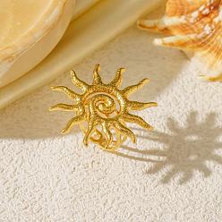 Золотой Солнце 304 манжетные кольца из нержавеющей стали, золотые, размер США 4 1/4 (15 мм)