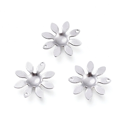 Stainless Steel Color Non-Tarnish 201 Stainless Steel Links Connectors, Laser Cut, Flower, Stainless Steel Color, 16x2mm, Hole: 1mm