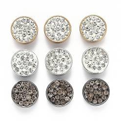 Mixed Color Alloy Slide Charms, with Polymer Clay Rhinestone, Flat Round, Mixed Color, PP13(1.9~2mm), 11x6.5mm, Hole: 7x2.5mm and 1.6mm