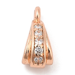 Rose Gold Brass with Cubic Zirconia Pendants, for Women, Lead Free & Cadmium Free, Long-Lasting Plated, Rose Gold, 9x4x5mm, Hole: 1.2mm