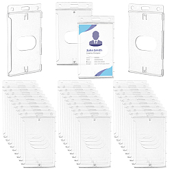 Прозрачный Прямоугольная пластиковая крышка держателя удостоверения личности, держатели визиток, прозрачные, 101x60x4 мм