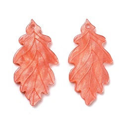 Легкий Лосось Непрозрачные акриловые подвески, кленового листа, светлый померанцевый, 30x16x2 мм, отверстие : 1.4 мм