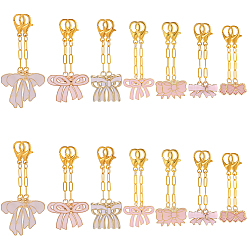 Pink 35шт 7 стили подвеска из сплава эмали украшения, бантом, Сплав с застежками когтя омара, розовые, 46~64 мм, 5 шт / стиль