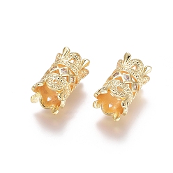 Золотой Латунные микро проложить кубического циркония бусы, долговечный, колонка, прозрачные, золотые, 18x12 мм, отверстие : 6.5 мм