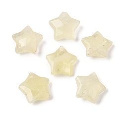 Cuarzo Limón Colgantes de cuarzo limón natural calentados, encantos de estrellas facetadas, 14~15x14~15x5.5~6.5 mm, agujero: 0.8 mm