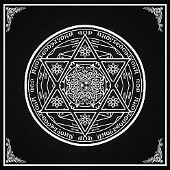 Star of David Non-woven Tarot Tablecloth for Divination, Tarot Card Pad, Pendulum Magic Pentacle Runes Cloth, Square, Black, Star of David Pattern, 490x490mm