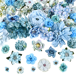 Небесно-голубой 3 сумки 3 стили ткань цветок, искусственные цветочные головки, для поделок декоративный венок вечерние день рождения украшение дома, голубой, 12.5~80x22~143x20~105 мм