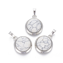 Говлит Природные подвески Говлит, с латунной фурнитурой , полукруглый, платина, 23~24x19~20x8~10 мм, отверстие : 8x5 мм