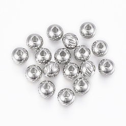 Нержавеющая Сталь Цвет Устойчивы к потускнению 304 бусины из нержавеющей стали, круглый с twill, цвет нержавеющей стали, 5x4 мм, отверстие : 1.5 мм
