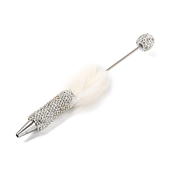 Кристалл Железная ручка из бисера, шариковая ручка, со стразами из полимерной глины и плюшевым помпоном, для индивидуальной ручки с ювелирными бусинами, кристалл, 155x26 мм