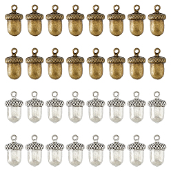 Антично-бронзовый и Антично-серебристый 32шт 2 цвета тибетский стиль, Подвески из цинкового сплава, шишка, античная бронза и старинное серебро, 17.5x10x9 мм, отверстие : 1.5 мм, 16 шт / цвет