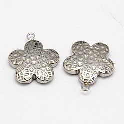 Edelstahl Farbe Anlaufgeschützt 304 Anhänger aus Edelstahl, Blume, Edelstahl Farbe, 22x20x4 mm, Bohrung: 2 mm