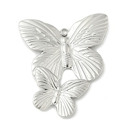 Нержавеющая Сталь Цвет 304 подвески из нержавеющей стали, бабочка, цвет нержавеющей стали, 37x32x3 мм, отверстие : 1.8 мм
