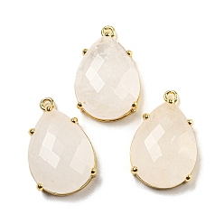 Хрусталь Природного кварца хрустальных подвесок, покрытие стойки латунные граненые подвески-капли, золотые, 24~24.5x16~16.5x7 мм, отверстие : 1.5 мм