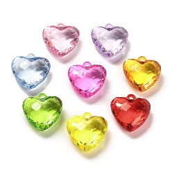 Mixed Color Transparent Acrylic Pendants, Heart, Mixed Color, 28x27x13.5mm, Hole: 3.3mm, about: 96pcs/500g