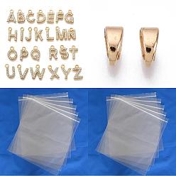 Золотой 26шт. сплав с подвесками из хрустальных страз, Письмо ~ Z, золотые, 11~14x4~14x2~2.5 мм, отверстие : 3x5 мм