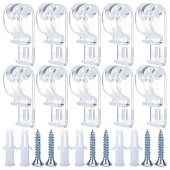 Plastic 2 Sets Curtain Clear P Clips Hook, Plastic Roller Blind Clips, Child Safety Chain Cord Hooks for Vertical Roman Roller Blinds, with Iron Screws & Plastic Anchor Plugs, Hook: 52.5x14.5x23.5mm, Screw: 24.5x7.5mm, Plug: 24.5x11x5.5mm, 12pcs/set