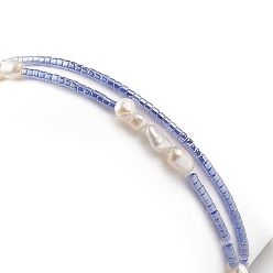 Color mezclado 2pcs 2 conjunto de pulseras elásticas con cuentas de semillas de vidrio y perlas naturales, pulseras apilables para mujer, color mezclado, diámetro interior: 2 pulgada (5.2 cm), 1 pc / estilo
