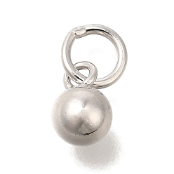 Платина Круглые подвески из стерлингового серебра с родиевым покрытием, анти-тускнение, с прыжковых колец, платина, 925 мм, отверстие : 6x4 мм