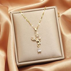 Бабочка Ожерелья из сплава со стразами и кристаллами для женщин, золотые, бабочка, 17.72 дюйм (45 см)