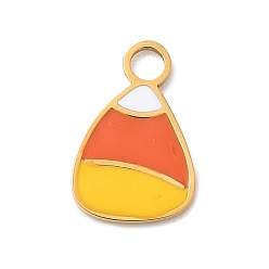 Треугольник 304 эмалированные подвески из нержавеющей стали на тему Хэллоуина, золотые, треугольные, 12.5x8x1 мм, отверстие : 2 мм