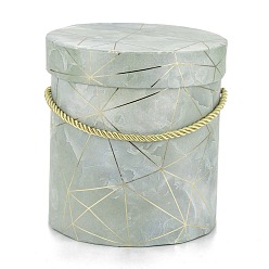 Medium Aquamarine Marble Texture Pattern Paper Flower Boxes, with Rope Handles, for Gift Packaging, Column, Medium Aquamarine, 13.2x13.9cm