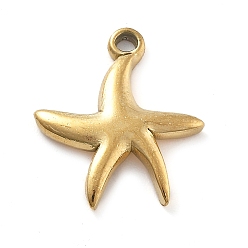 Настоящее золото 18K 304 подвески из нержавеющей стали, очарование морской звезды, реальный 18 k позолоченный, 15.5x13.5x2 мм, отверстие : 1.4 мм