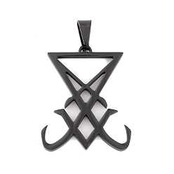 Черный 304 подвески из нержавеющей стали, символ Люцифера, амулет, чёрные, 36.5x30x2.5 мм, отверстие : 9.5x5 мм