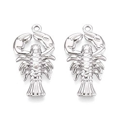 Нержавеющая Сталь Цвет 304 подвески-лобстеры из нержавеющей стали, не тускнеет, цвет нержавеющей стали, 32x16x3 мм, отверстие : 1.8 мм