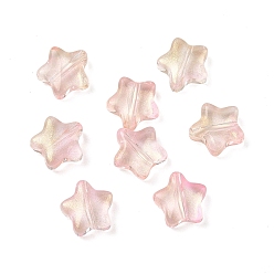 Pink Гальванические стеклянные бусины, звезда, розовые, 8.5x8.5x4 мм, отверстие : 1 мм