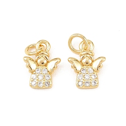 Настоящее золото 18K Латунные микро проложить кубического циркония прелести, ангельские прелести, долговечный, стойки покрытие, без свинца и без кадмия, с целью перехода в кольце, реальный 18 k позолоченный, 12x9x2.5 мм, Перейти кольцо: 5x0.8 мм, внутренний диаметр: 3 мм