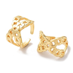 Golden Brass Open Cuff Ring, Cadmium Free & Nickel Free & Lead Free, Hollow Infinity, Golden, US Size 6(16.5mm)