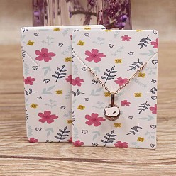White Cardboard Necklace Display Cards, Rectangle with Flower Pattern, White, 6.95x5x0.05cm