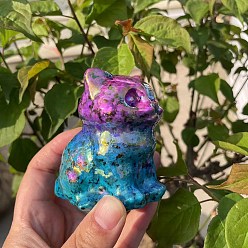 Фуксин Резная статуя кошки из натурального гранита, украшение дома, Статуэтки по фен-шуй для украшения домашнего офиса, фуксиново-красные, 80 мм