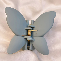 Светлый Стально-синий Заколка для волос с матовой бабочкой, пластиковая заколка для волос с конским хвостом в виде бабочки для женщин, светло-стальной синий, 59.94x67.82x44.96 мм