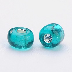 Light Sea Green 6/0 Glass Seed Beads, Silver Lined Round Hole, Round, Light Sea Green, 4mm, Hole: 1.5mm, about 6639 pcs/pound