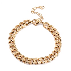 Golden PVD Vacuum Plating 304 Stainless Steel Curb Chains Anklets, with Lobster Claw Clasps, Golden, 9-1/4 inch(23.5cm)