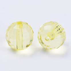 Yellow Transparent Acrylic Beads, Faceted, Round, Yellow, 8x8mm, Hole: 1.5mm, about 1770pcs/500g