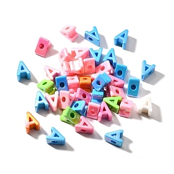 Letter A УФ-покрытие непрозрачные акриловые европейские бусины, бусины с большим отверстием, радужный, буквы, буква a, 18.5~22.5x12~20x13~14 мм, отверстие : 6 мм