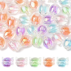 (52) Непрозрачная лаванда 32 шт. УФ-покрытие радужных переливающихся акриловых бусин, форма кошки, бусина в бусине, разноцветные, 16x19.5x15.5 мм, отверстие : 3.5 мм