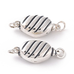 С Покрытием Тайского  Серебра 925 штыковые застежки из стерлингового серебра, овальные, Таиланд, стерлинговое серебро, покрытие, 7.5x17x6 мм, отверстие : 2 мм