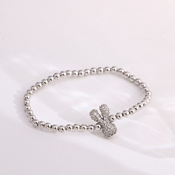 Letter Y Женские браслеты из латуни с микропаве из прозрачных кубических цирконий, буквы, платина, Письмо Y, 6.69 дюйм (17 см)