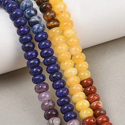 Mixed Color Natural White Jade & Red Jasper & Sodalite & Sesame Jasper & Amethyst Beads Strands, Smooth Rondelle, Mixed Dyed and Undyed, Mixed Color, 8~8.5x5~5.5mm, Hole: 1mm, about 75~78pcs/strand, 15.35''(39~40cm)