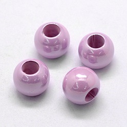Medium Purple ABS Plastic Imitation Pearl European Beads, Large Hole Rondelle Beads, Pearlized, Medium Purple, 12x10mm, Hole: 5mm, about 500pcs/bag