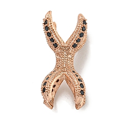 Розовое Золото Латунные микро проложить кубического циркония бусы, коготь, розовое золото , 19~22.5x10~13x10~13 мм, отверстие : 1.6~1.8 мм