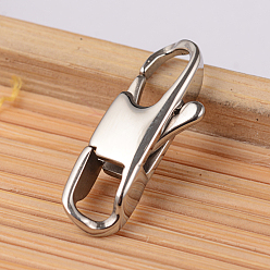 Stainless Steel Color Tarnish Resistant 304 Stainless Steel Lobster Claw Clasps, Stainless Steel Color, 18x7x3.5mm, Hole: 2mm
