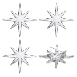Platinum 4Pcs Alloy Lapel Pin Brooches for Backpack Clothes, Star, Platinum, 45.5x45.5mm