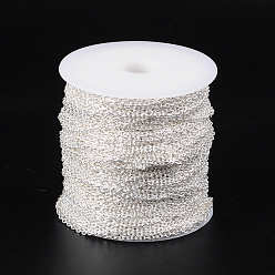 Silver Iron Textured Cable Chains, Unwelded, with Spool, Silver Color Plated, 3x2x0.6mm, about 328.08 Feet(100m)/roll