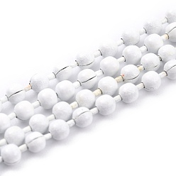 Белый Латунные шариковые цепи ручной работы, пайки, с катушкой, белые, 3 мм, 32.8 футов (10 м) / рулон