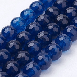 Mixed Color Natural Malaysia Jade Bead Strands, Dyed, Faceted, Round, Mixed Color, 8mm, Hole: 1mm, about 46pcs/strand, 14.5 inch(36.83cm)